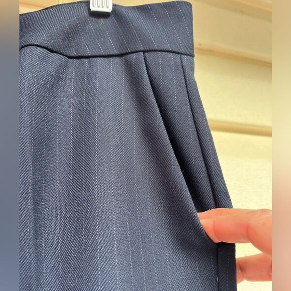 Essentiel Antwerp dark blue/white faint stitch ankle pants, zipper, cuffs, 34(2) - Picture 7 of 13